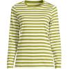 Lands’ End Women’s Relaxed American-Grown Supima Cotton Long Sleeve Crew Neck T-Shirt(Vintage Lime Even Stripe)