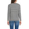Lands’ End Women’s Relaxed American-Grown Supima Cotton Long Sleeve V-Neck T-Shirt(Black Even Stripe)