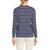 Lands’ End Women’s Relaxed American-Grown Supima Cotton Long Sleeve V-Neck T-Shirt(Deep Sea Navy Breton Stripe)