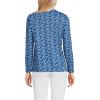 Lands’ End Women’s Relaxed American-Grown Supima Cotton Long Sleeve V-Neck T-Shirt(Deep Sea/Blue Ditsy Floral)