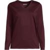 Lands’ End Women’s Relaxed American-Grown Supima Cotton Long Sleeve V-Neck T-Shirt(Lush Burgundy)