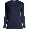 Lands’ End Women’s Relaxed American-Grown Supima Cotton Long Sleeve V-Neck T-Shirt(Radiant Navy)