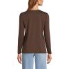 Lands’ End Women’s Relaxed American-Grown Supima Cotton Long Sleeve V-Neck T-Shirt(Rich Coffee)