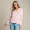Lands’ End Women’s Relaxed American-Grown Supima Cotton Long Sleeve V-Neck T-Shirt(Sea Salt Pink)