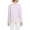 Lands’ End Women’s Relaxed American-Grown Supima Cotton Long Sleeve V-Neck T-Shirt(Whisper Lilac Even Stripe)