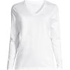 Lands’ End Women’s Relaxed American-Grown Supima Cotton Long Sleeve V-Neck T-Shirt(White)