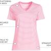 Lands’ End Women’s Relaxed American-Grown Supima Cotton V-Neck T-Shirt(Apple Blossom Micro Stripe)