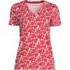 Lands’ End Women’s Relaxed American-Grown Supima Cotton V-Neck T-Shirt(Coral Red Tossed Floral)