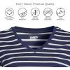 Lands’ End Women’s Relaxed American-Grown Supima Cotton V-Neck T-Shirt(Deep Sea Navy Breton Stripe)
