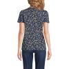 Lands’ End Women’s Relaxed American-Grown Supima Cotton V-Neck T-Shirt(Deep Sea Navy Multi Daisy)