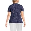 Lands’ End Women’s Relaxed American-Grown Supima Cotton V-Neck T-Shirt(Deep Sea Navy Stars)