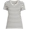 Lands’ End Women’s Relaxed American-Grown Supima Cotton V-Neck T-Shirt(Ivory/Black Breton Stripe)