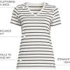 Lands’ End Women’s Relaxed American-Grown Supima Cotton V-Neck T-Shirt(Ivory/Black Breton Stripe)