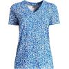 Lands’ End Women’s Relaxed American-Grown Supima Cotton V-Neck T-Shirt(Ivory/Vista Blue Flowers)