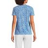 Lands’ End Women’s Relaxed American-Grown Supima Cotton V-Neck T-Shirt(Ivory/Vista Blue Flowers)