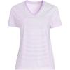 Lands’ End Women’s Relaxed American-Grown Supima Cotton V-Neck T-Shirt(Lilac Petal/Ivory Micro Stripe)