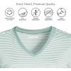 Lands’ End Women’s Relaxed American-Grown Supima Cotton V-Neck T-Shirt(Lily Pad Green Micro Stripe)