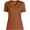 Lands’ End Women’s Relaxed American-Grown Supima Cotton V-Neck T-Shirt(Rich Ginger Brown)