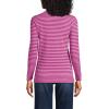 Lands’ End Women’s Relaxed Cotton Long Sleeve Mock Turtleneck Shirt(Aster Pink/Raspberry Stripe)