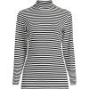 Lands’ End Women’s Relaxed Cotton Long Sleeve Mock Turtleneck Shirt(Black Even Stripe)