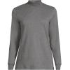 Lands’ End Women’s Relaxed Cotton Long Sleeve Mock Turtleneck Shirt(Charcoal Heather)