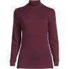 Lands’ End Women’s Relaxed Cotton Long Sleeve Mock Turtleneck Shirt(Lush Burgundy)