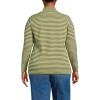 Lands’ End Women’s Relaxed Cotton Long Sleeve Mock Turtleneck Shirt(Olive Drab/Iced Lime Stripe)