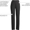 Lands’ End Women’s Relaxed Fit Sport Knit High Rise Pants – Soft Cotton Pull-On with Elastic Waist(Black)