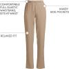 Lands’ End Women’s Relaxed Fit Sport Knit High Rise Pants – Soft Cotton Pull-On with Elastic Waist(Rich Camel)