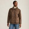 Lands’ End Women’s Reversible Shearling Fleece Button Front Coat(Brown)