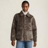 Lands’ End Women’s Reversible Shearling Fleece Button Front Coat(Brown)