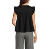 Lands’ End Women’s Split Neck Satin Ruffle Blouse(Black)