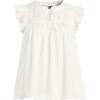Lands’ End Women’s Split Neck Satin Ruffle Blouse(Ivory)