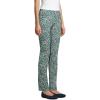 Lands’ End Women’s Starfish Mid Rise Slim Leg Pants(Deep Sea Navy Dotted Floral)