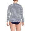 Lands’ End Women’s Sunshade UPF 50 Long Sleeve Relaxed Rash Guard(Deep Sea Navy Mini Stripe)