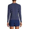 Lands’ End Women’s Sunshade UPF 50 Long Sleeve Relaxed Rash Guard(Deep Sea Polka Dot)