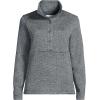 Lands’ End Women’s Sweater Fleece Snap Neck Pullover Jacket(Charcoal Heather)