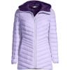 Lands’ End Womens UL Packable Hooded Long Down Jacket Lavender Cloud Regular Large
