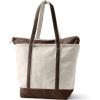 Lands’ End Zip Top Canvas Tote Bag(Natural/Brown Root)