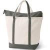 Lands’ End Zip Top Canvas Tote Bag(Natural/Dark Olive Green)