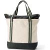 Lands’ End Zip Top Canvas Tote Bag(Natural/Forest Lime Stripe)