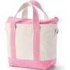 Lands’ End Zip Top Canvas Tote Bag(Natural/Fresh Pink)
