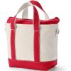 Lands’ End Zip Top Canvas Tote Bag(Natural/Heritage Red)
