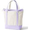 Lands’ End Zip Top Canvas Tote Bag(Natural/Lavender Cloud)