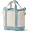 Lands’ End Zip Top Canvas Tote Bag(Natural/Pale Teal)