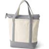 Lands’ End Zip Top Canvas Tote Bag(Natural/Silver Graphite)