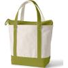 Lands’ End Zip Top Canvas Tote Bag(Natural/Vintage Lime Green)