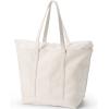 Lands’ End Zip Top Long Handle Canvas Tote Bag(Natural/Natural)