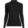 Women’s Drapey Rib Skimming Long Sleeve Mock Neck Shirt(Black)