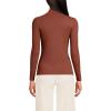 Women’s Drapey Rib Skimming Long Sleeve Mock Neck Shirt(Dark Auburn Brown)